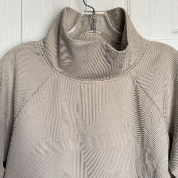 RBX Relaxed Beige Loose Fit Pullover Quilted Cowl Mock Neck Sweatshirt M - Picture 3 of 16